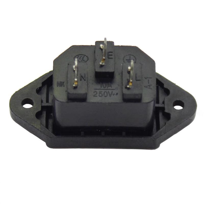 5/20/100PCS Black 3Pins Terminal Male Plug lEC320 C14 Inlet Power Plug Socket AC-04 Panel Mount AC 250V10A Charging Outlet