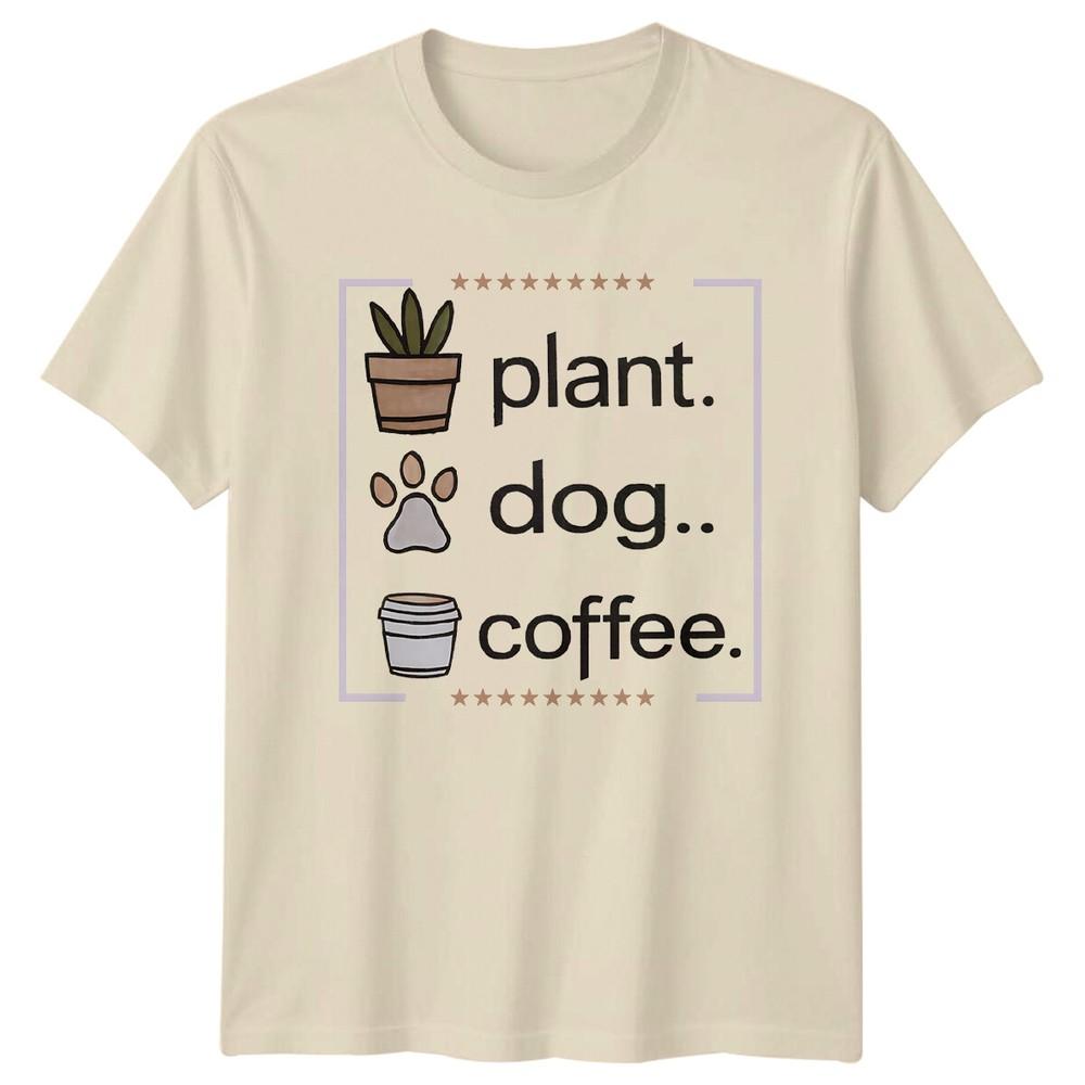 Plant Dog Coffee TShirt Funny Gardening Lover Graphic Tee Unisex T-Shirt L