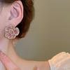 Minimalist Flower Silver Needle Earrings With Sparkling Zircon For Office Wear Women