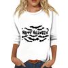 Women's Fashion Casual Round Neck Three-quarter Sleeve Halloween Printed T-shirt Top