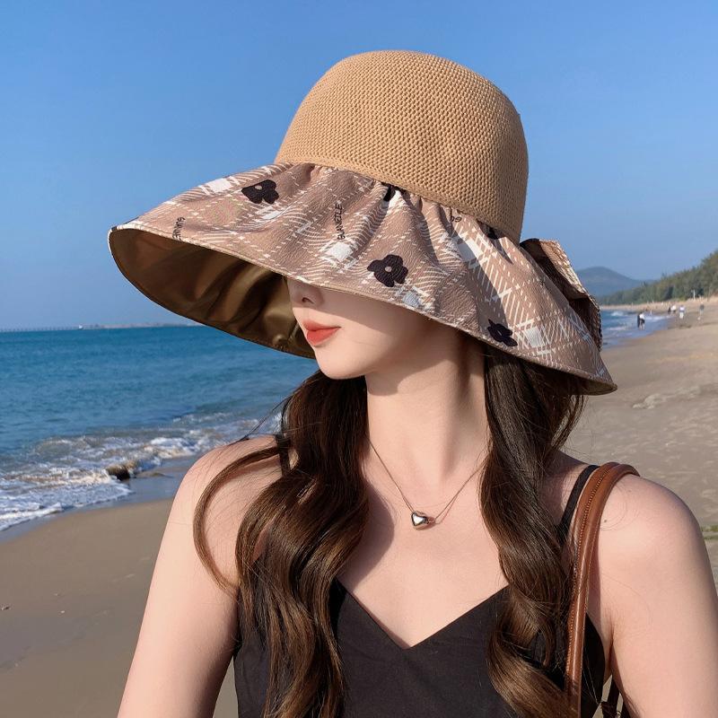 

Цветная клееная шляпа женская летняя универсальная с бантом с большими полями шляпа-ведро защита от солнца шляпа от солнца складная шляпа от солнца новая One Size