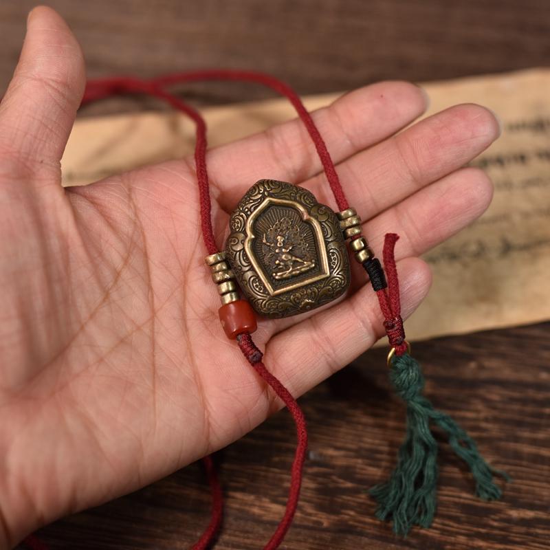 Men's Tibetan Ethnic Style Pure Copper Gau Box Necklace Pendant