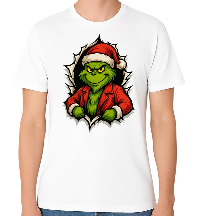 Grinch Christmas Ripped T-Shirt Men Ladies Unisex Top Merry Xmas Santa Tee 2XL