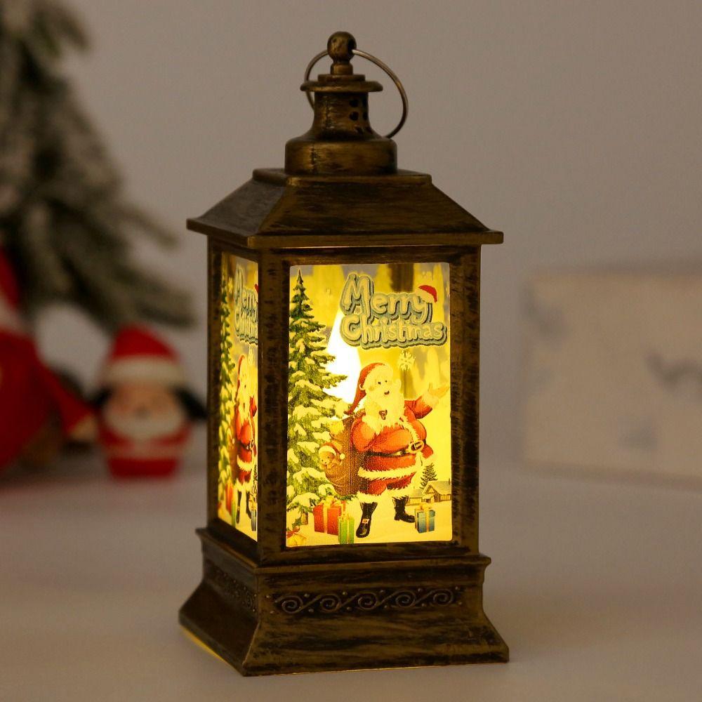 Santa Claus Snowman Glowing Christmas LED Light Portable Cute Xmas Tree Pendant Christmas Castle Exquisite Xmas Decor Party