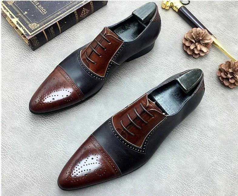 Moda 2024 Buty Oxford dla Mężczyzn Brązowe Czarne Jesienne Biznesowe Sznurowane Pu Biurowe Brogsy Buty Wizytowe Zapatos De Vestir Hombre Buty Męskie