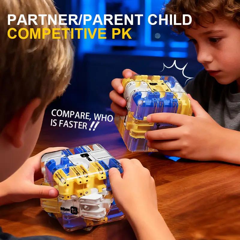 3D Maze Stress Relief Cube Transparent Six Sided Puzzle Speed Magic Cube Fidget Toy for Kids Educational Toys Birthday Gift