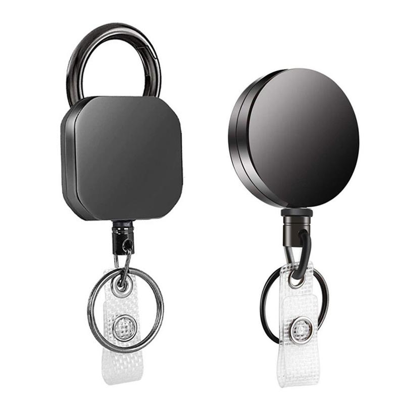 Duty Retractable Metal Heavy Wire Keychain Pull Badge Reel ID Lanyard Name Tag Card Badge Holder Reel Key Ring Outdoor Tool Gift