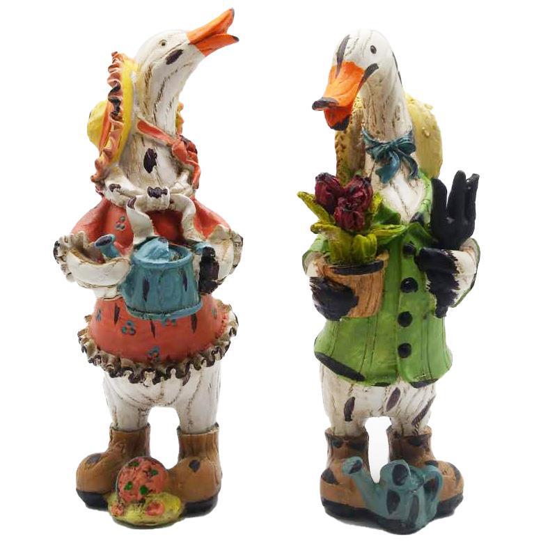 Hand-painted Resin Country Duck Ornaments for Home & Garden