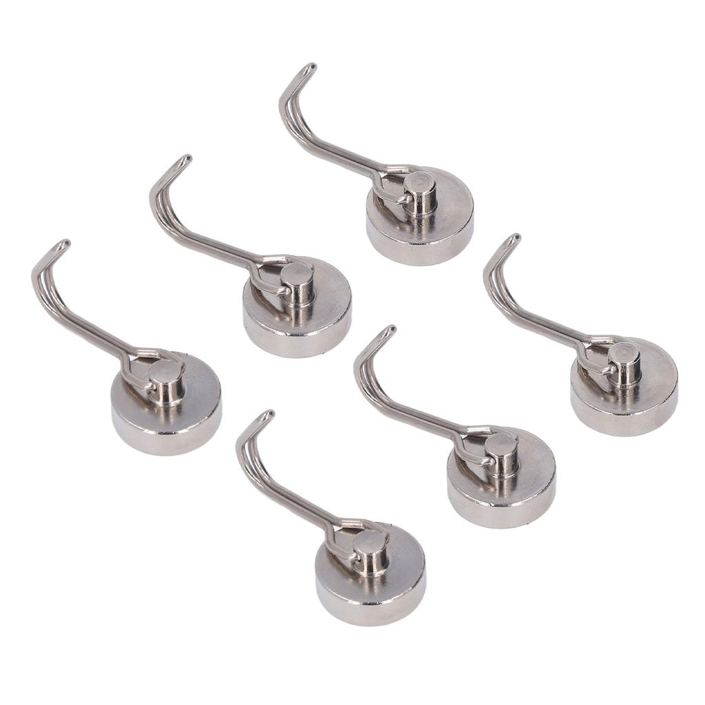 6 Stück Magnethaken 180 Grad Drehung 0?8kg Starker Neodym-Magnet für Kühlschrank Zuhause Nickelfarben