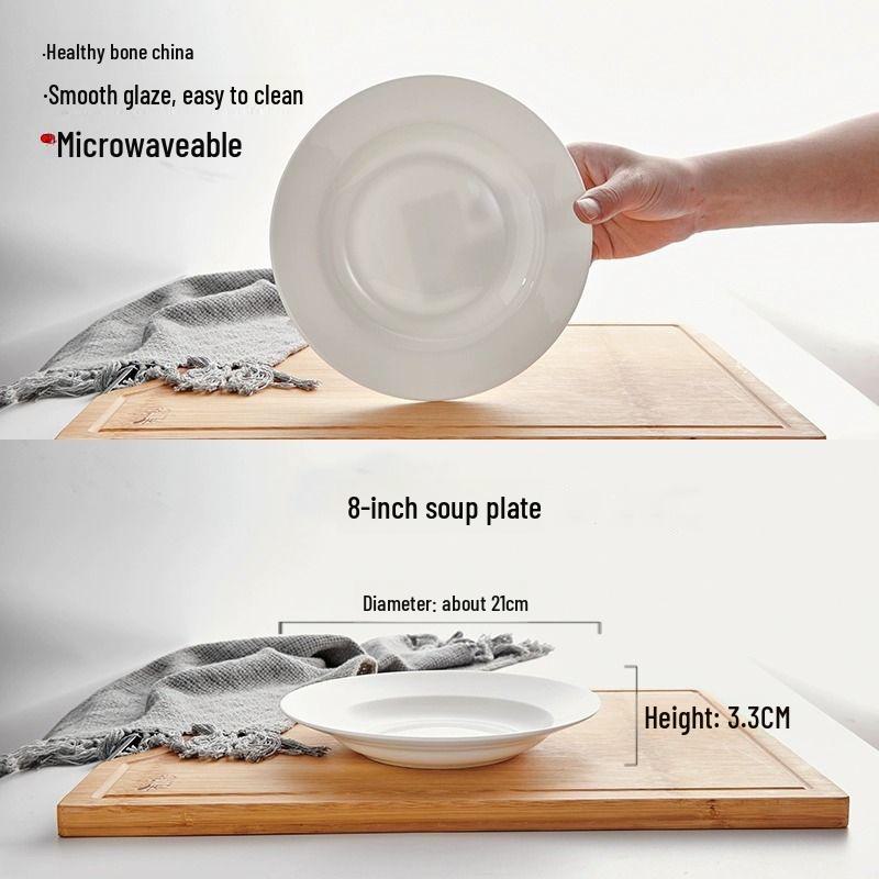 

Глубокая суповая тарелка из костяного фарфора премиум-класса — без свинца, пригодна для использования в микроволновой печи, дизайн в виде соломенной шляпы белого цвета