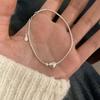Heart-shaped small round bead snake bone chain bracelet for women, minimalist light luxury sweet niche design jewelry