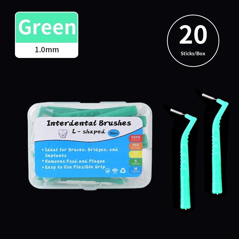 20Pcs 0.6-1.2Mm L Shape Interdental Brush With Box Orthodontic Dental Tool Teeth Cleaning Toothpick Oral Hygiene Dental Flosser