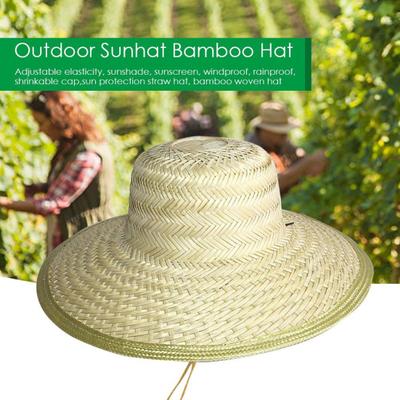 MUQZI Sportzubehör Herren Damen Bambus Weben Sommer Outdoor Sonnenschutz Breite Krempe Strohhut Kappe