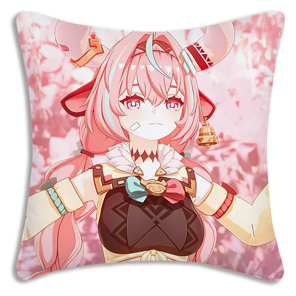 Hot Anime Genshin For V-Varesa Pillow Covers Cartoon Sofa Decorative Home Double-sided Printing Short Plush Cute Cushion Cover