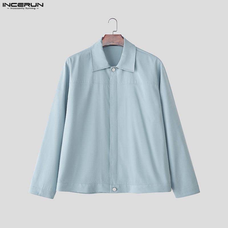 INCERUN Spring Men Casual Lapel Long Sleeve Buttons Up Cargo Jackets Coats