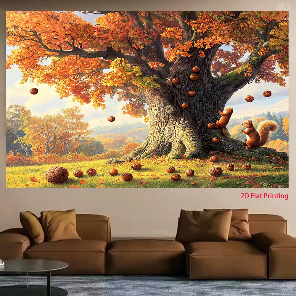 2D flat product 1 piece - Autumn Nut Feast Forest Landscape Patternzyc
