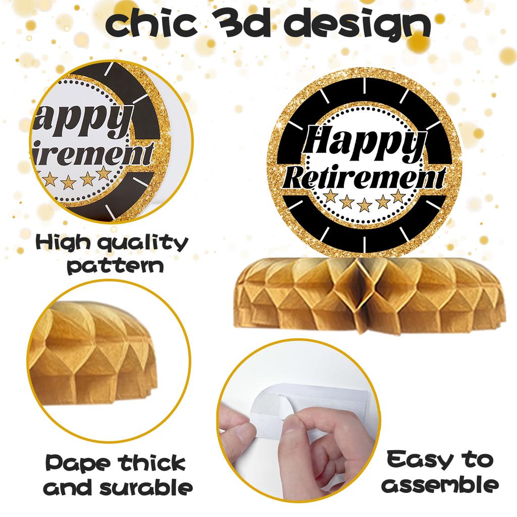 Retirement Honeycomb Centerpiece for Retired Party Decoration No Work Zone Table Topper Creative Photo Prop Desktop Ornament