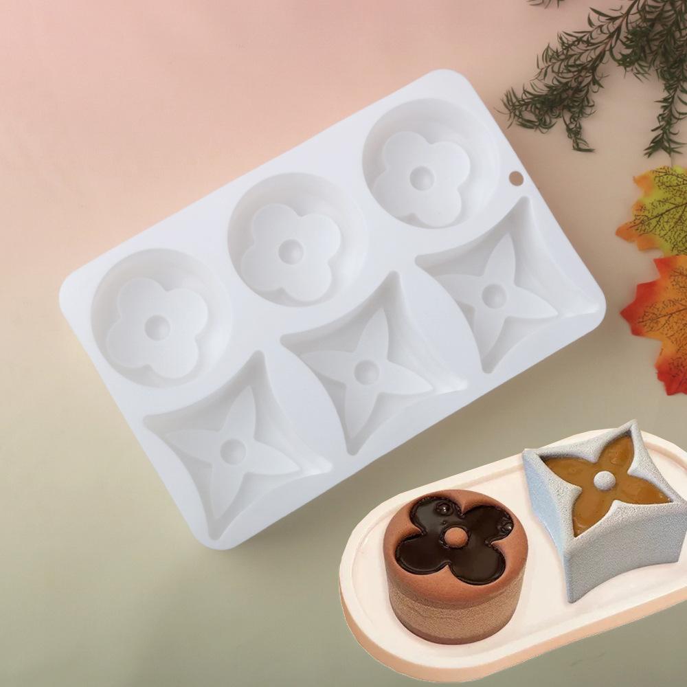 6 Cavity 2 In 1 Round Clover Mousse Cake Mold Chocolate Silicone Mold Soap Mold DIY Pastry Decoration Kitchen Bakings Supplies