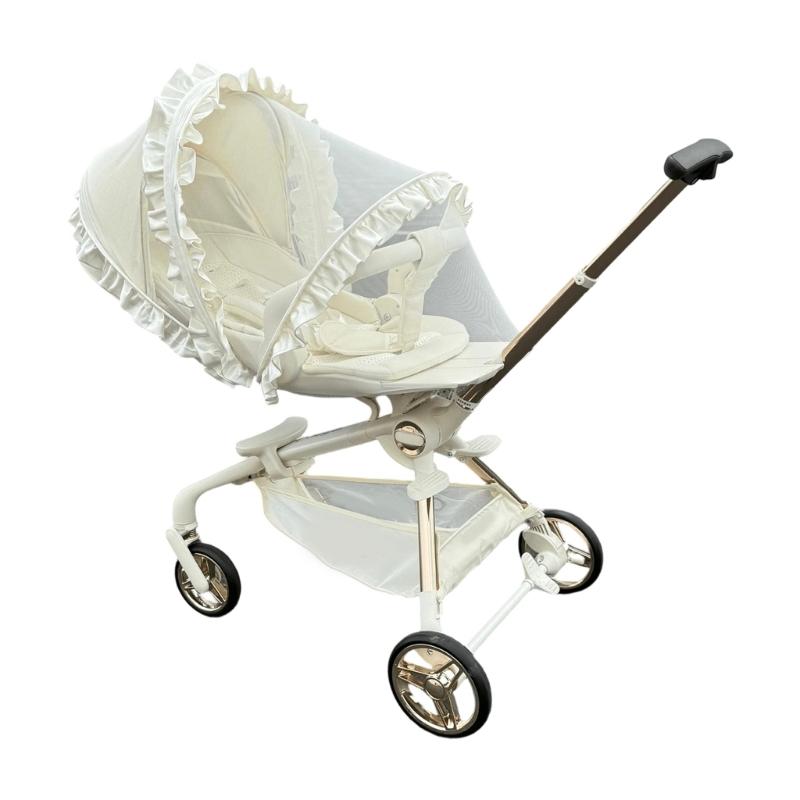 

Full Coverage Fly Net for Strollers Lace Trim Design Easy Installation Polyester Fabric Baby Pram Cart Sleeve 1