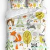 Nursery Bedding Set Comforter Duvet Cover Pillow Shams Funny Playful Jungle Animals Wildlife Mammal Bedding Cover Double Bed Set