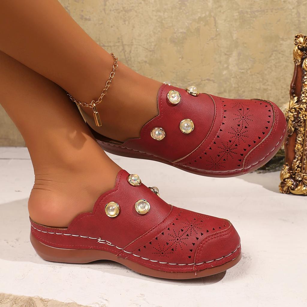 Mode 2025 Neue Damen Hausschuhe Mode Perle Geschlossene Zehen Sandalen Komfort Dicke Sohle Hausschuhe Outdoor Leichte Schuhe Pantoletten Damen