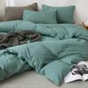 Japanese-Style Solid Color Skin-Friendly Dormitory Bedding Set: Sheet, Quilt Cover, and Pillowcase 