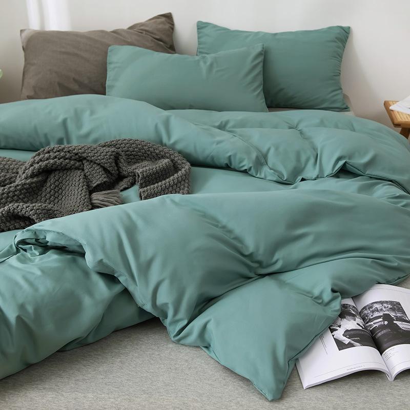 Japanese-Style Solid Color Skin-Friendly Dormitory Bedding Set: Sheet, Quilt Cover, and Pillowcase