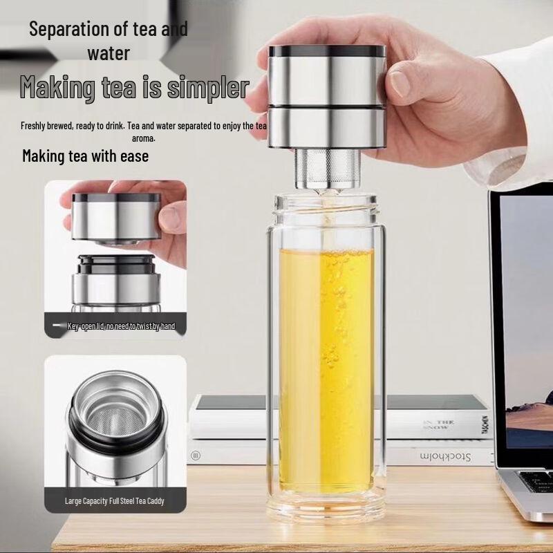 OLOEY Double-Walled Glass Tea Infuser Bottle Set