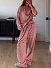 European and American Women's Striped Casual Suit: Long Sleeve Top & High Waist Pants Two-Piece Set (Spring/Autumn 2026)