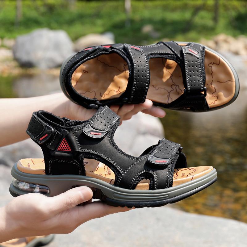 

Fashion Fashion Men s Sandals Summer Soft Beach Flip Flop Comfortable Genuine Leather Sandals Outdoor Men Roman Sandals Size 46 38 чёрный