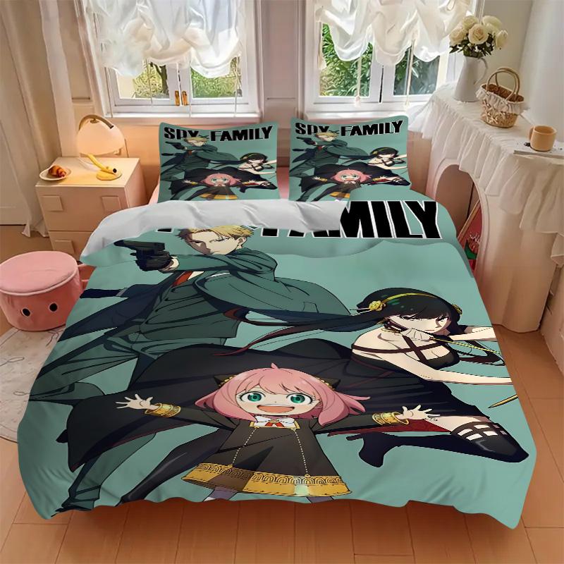 Spy Family Adventure Print 3Pcs Bedding Setduvet Cover With 2 Bedropillowcase Home Birthday Gift
