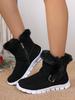 Fashion AJGS New Short Plush Suede Ankle Boots Winter Women Fur Warm Chelsea Snow Boots Casual Shoes Flats Gladiator Sport Ladies Boots