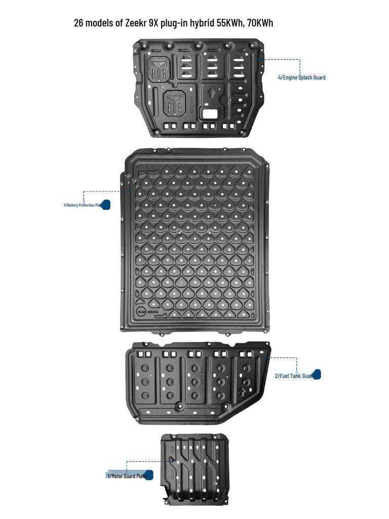 Zeekr 9X Chassis Guard: Engine & Battery Aluminum-Magnesium Alloy Protection Plate