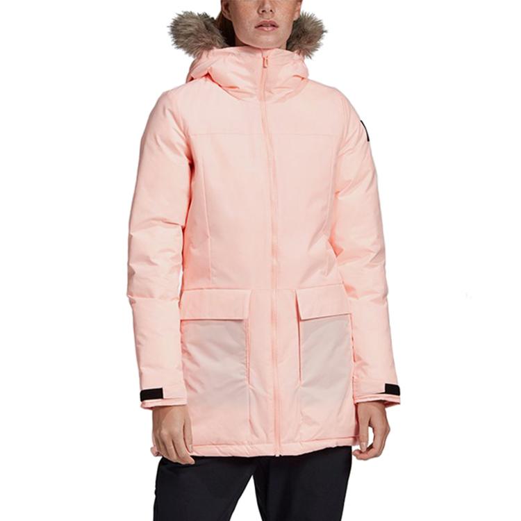 adidas Parka Coats Women's Pink Hooded Thickened GE7791
