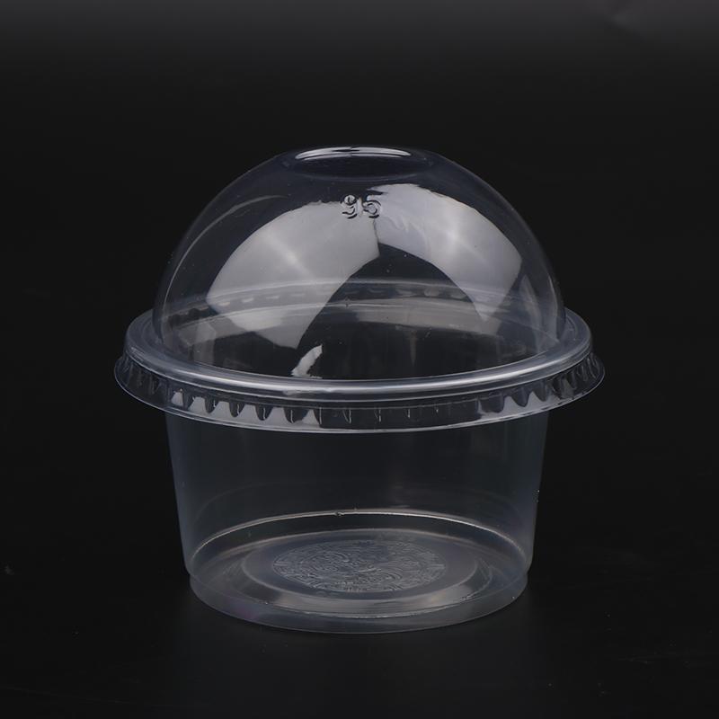 50Pcs 250Ml Disposable Salad Cup Transparent Plastic Dessert Cups Bowls Container With Dome/Flat Lids Ice Cream Dessert Cups
