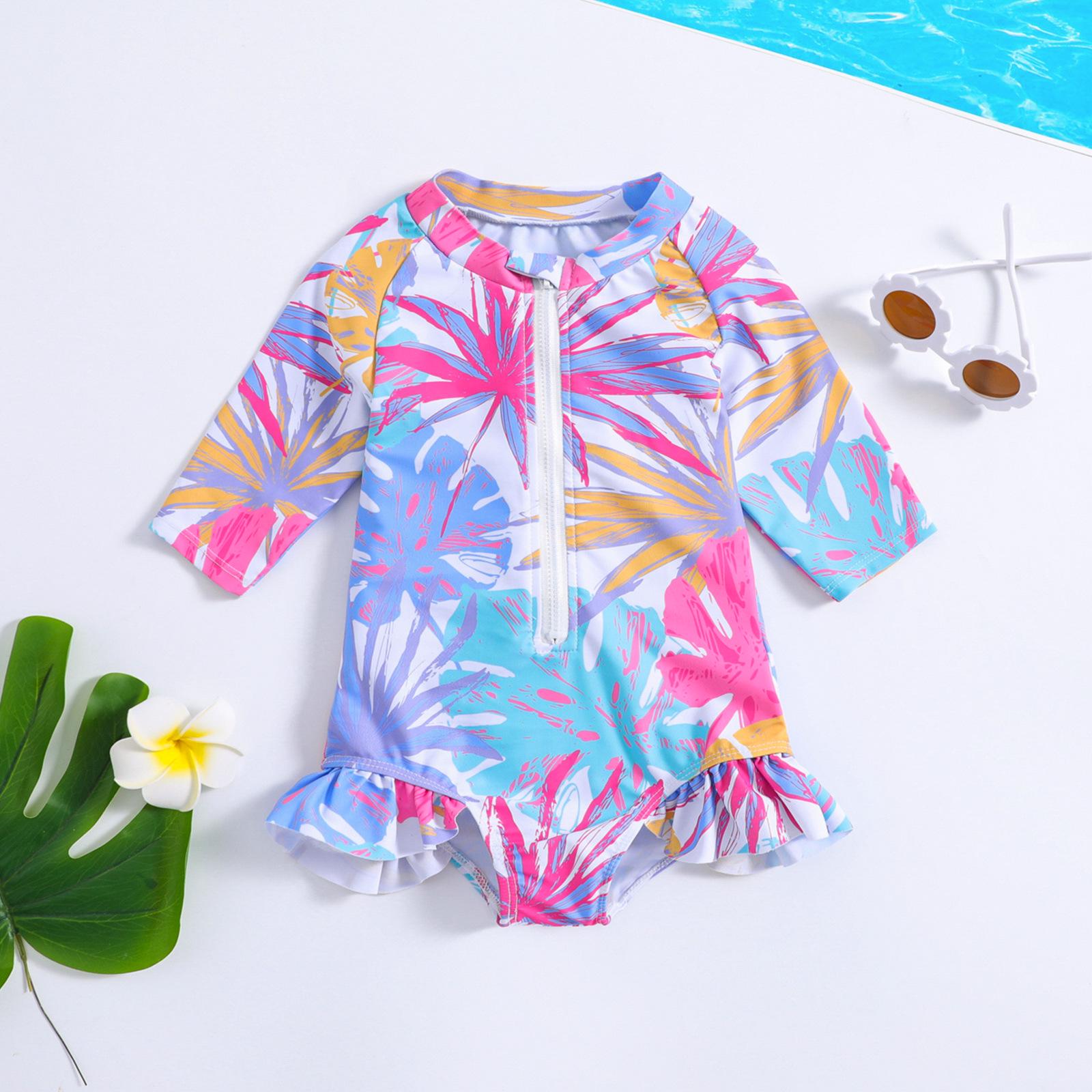 

Girls One-Piece Swimsuit Set with Sun Protection 120 синій/фіолетовий