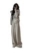 Women's Hong Kong Style Autumn-Winter Casual Sweatshirt & Wide-Leg Pants Set - Age-Reducing, Slimming, Hooded Two-Piece for Running