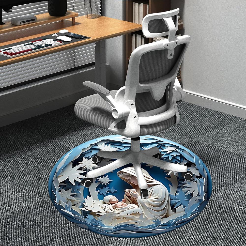 

1pc Virgin Mary Jesus Chair Carpet for Office, Soft Comfortable Mat For Office, Living Room, Bedroom, Machine Washable Carpet yy251112053 80cm by 80cm
