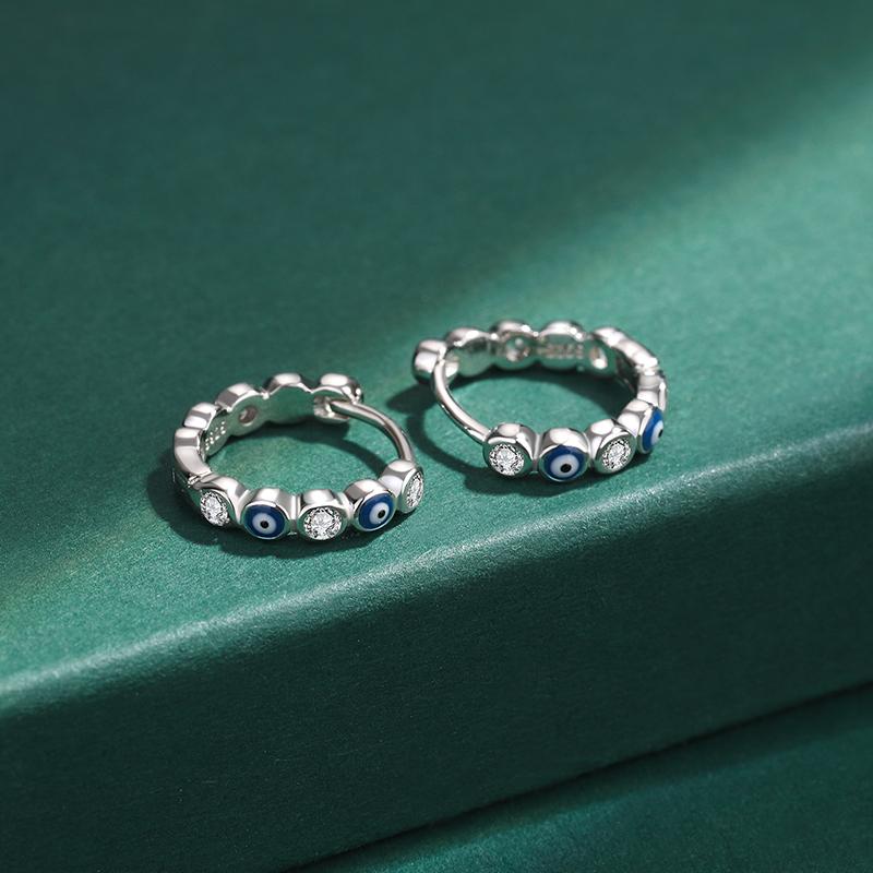 Creative Colorful Enamel Sterling Silver Earrings for Women's Time Eye Shape Earrings Party Jewelry Anniversary Gift S925 Silver Jewelry