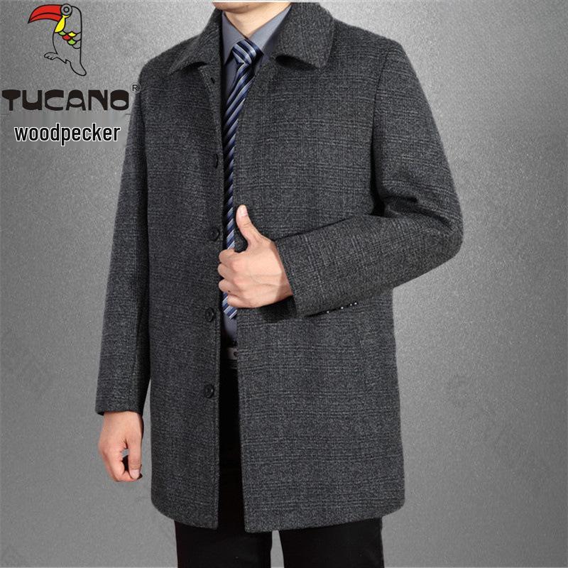 

Мужское шерстяное пальто Woodpecker - Утепленная зимняя куртка для мужчин среднего и пожилого возраста 3XL, 170-190 lbs