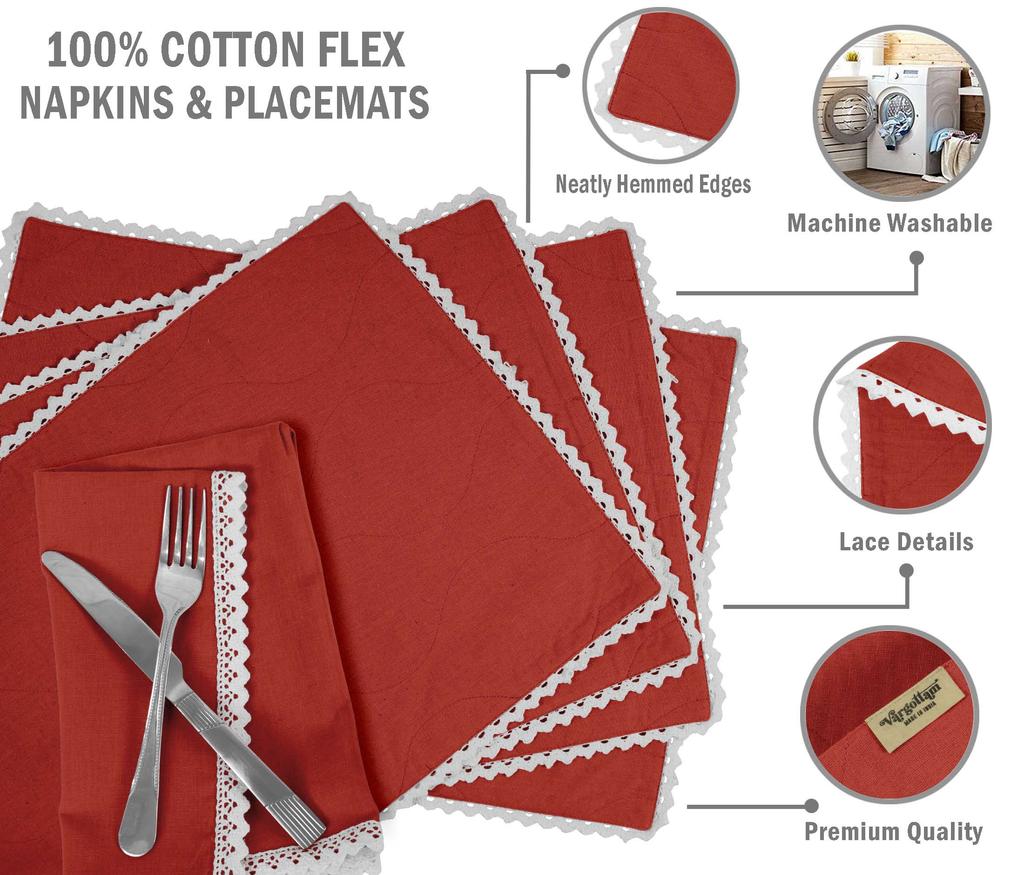 Vargottam Schwarz Einfarbig Heimdekor Waschbar Wendbar Spitze Essplatzsets Mit Servietten Set-Pack Von