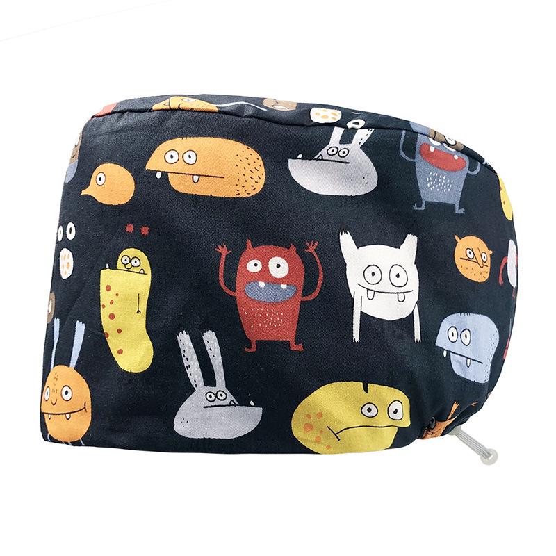 Floral Snap-Button Surgical Cap for Nurses and Doctors