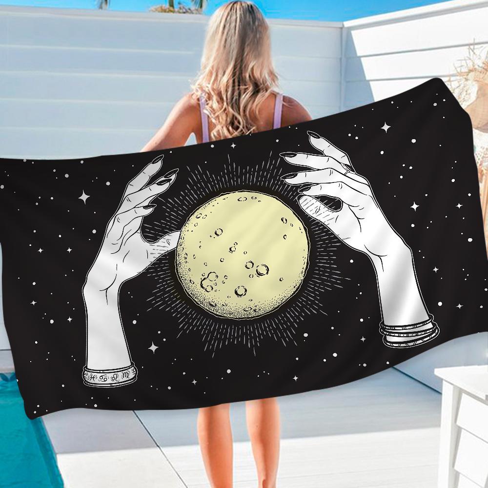Witches Moon Tarot Beach Towel Colorful Bath Towels for Girl Microfiber Quick Dry Custom Sand Free Beach Yoga Spa Gym Pool