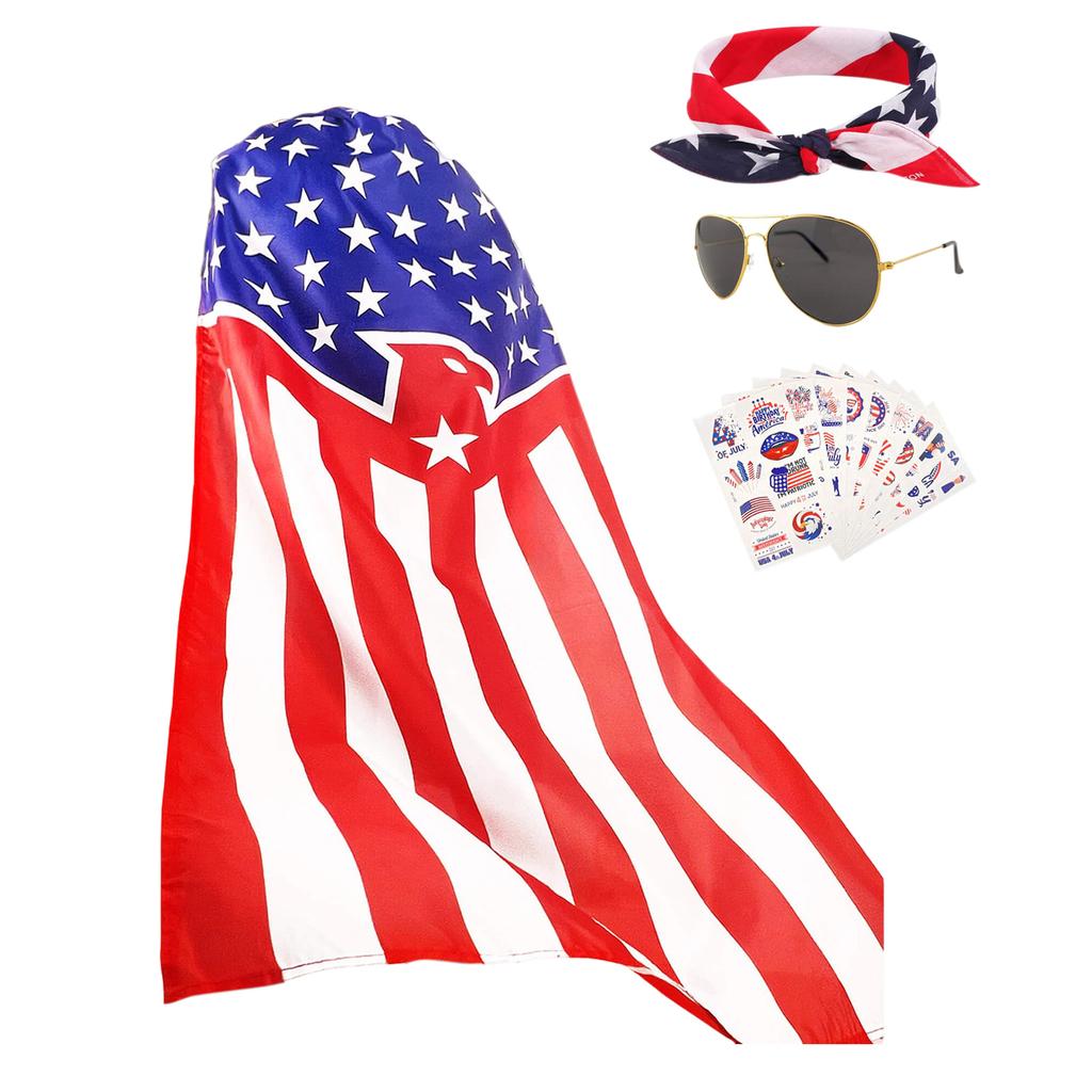 American Flag Clothing Cape Sunglasses Band Patriotic  Sticker Set   Independence Day