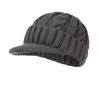 Mens Warm Knit Beanie Hat With Ear Protection Windproof Thick Fleece Lined Winter Cap