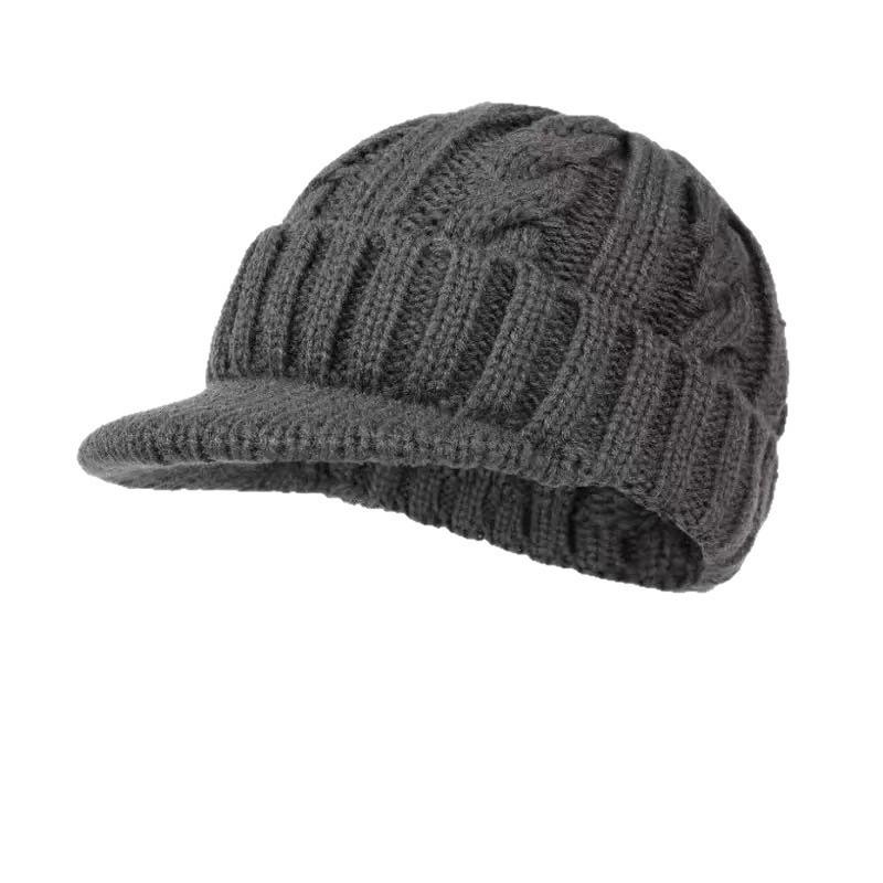 Mens Warm Knit Beanie Hat With Ear Protection Windproof Thick Fleece Lined Winter Cap