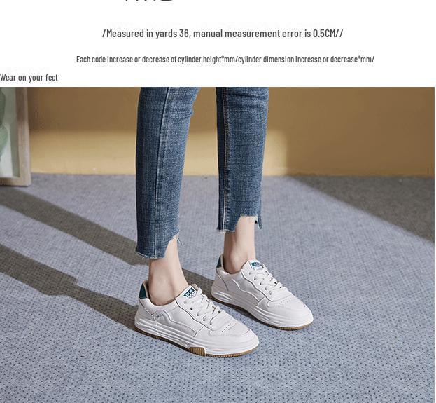 Pantofi de damă albi din piele naturală 2025 - Stil nou, asortați, pantofi sport de primăvară plați, de bază, pentru studenți