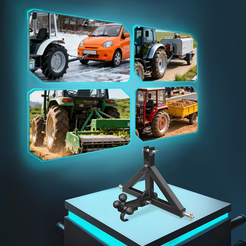 Black 2 Trailer Hitch Receiver 10000lbs Capacity Heavy Duty Towing Hitch with Locking Pins for Farm Tractor Agricultural Use