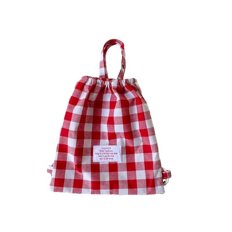 Stylish Korean Inspired Mini Backpack For Kids With Lightweight Canvas Material And Checkered Design For School And Outings