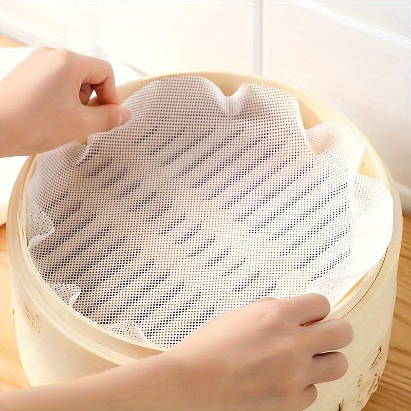 6pcs/set Reusable Silicone Non-Stick Steamer Liners Steaming Mat for Bamboo Steamer Cooking Heat Resistant Kitchen Tool